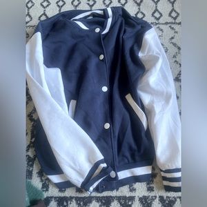 Navy blue varsity jacket